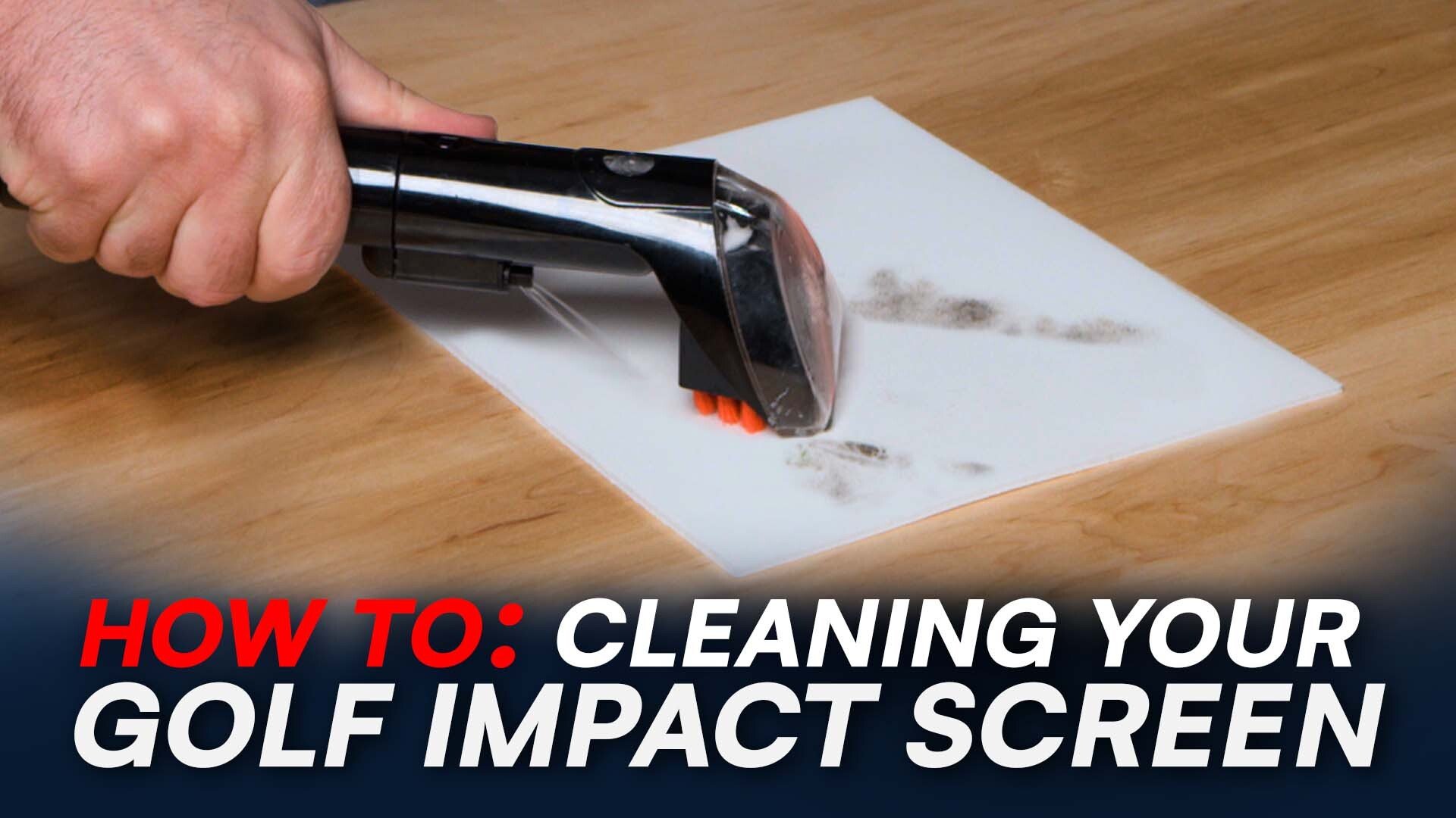 Cleaning a golf impact screen