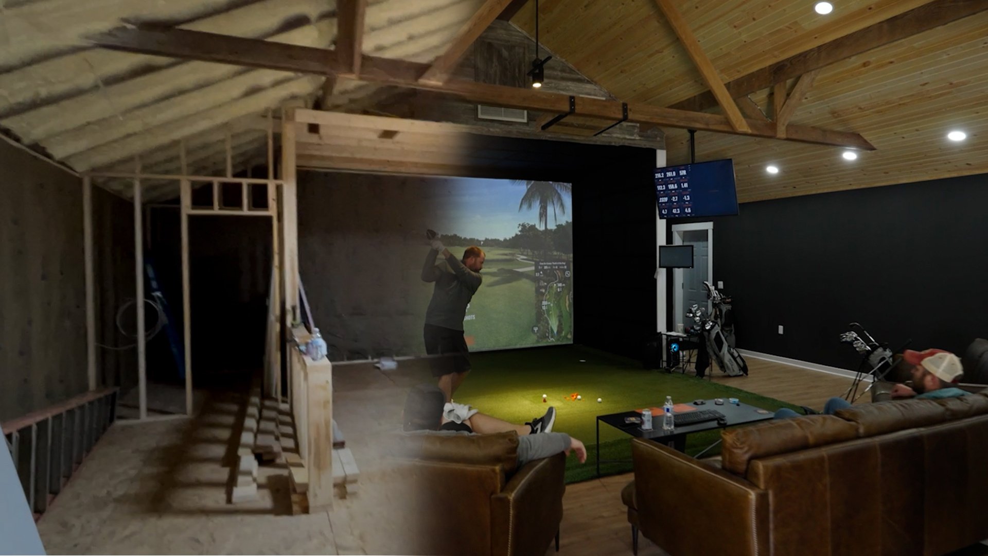Golf Simulator Room With Seating Area